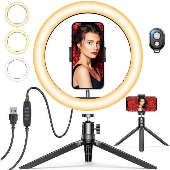 10" Selfie Ring Light with Tripod Stand & Phone Holderdo21 D0102HPM90U
