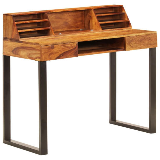 Desk 43.3"x19.7"x37" Solid Sheesham Wood and Steeldo21 D0102HE01DW