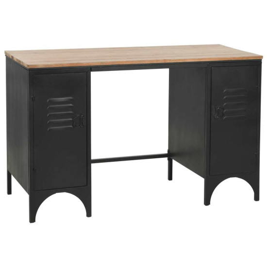 Double Pedestal Desk Solid Firwood and Steel 47.2"x19.6"x29.9"do21 D0102HE0VZY