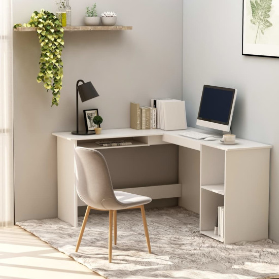 L-Shaped Corner Desk White 47.2"x55.1"x29.5" Chipboarddo21 D0102HEJNY7
