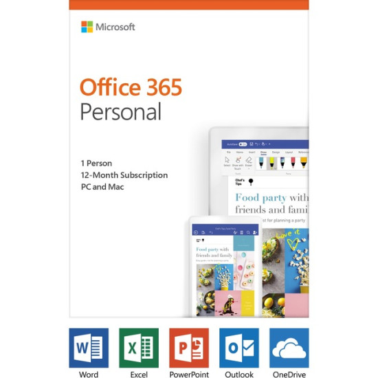 Microsoft Office 365 Personal 32/64-bit - Subscription License - 1 PC/Mac, 1 Person - 1 Yearidx ETS3859132