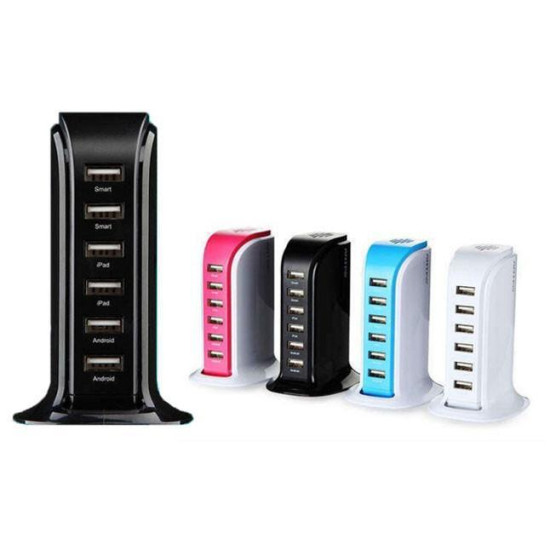 Smart Power 6 USB Colorful Tower for Every Desk at Home or Office charge any Gadgetdo21 D0100HEAL7G