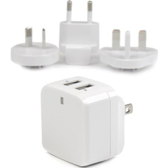 StarTech.com Travel USB Wall Charger - 2 Port - White - Universal Travel Adapter - International Power Adapter - USB Chargeridx ETS4158762